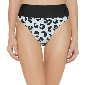 DKNY Women's Blue Leopard Print High Waist Bikini
Bottoms Blue Black Size XS NWT